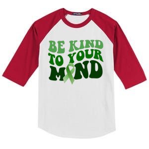 Be Kind To Your Mind Mental Health Awareness Ribbon Kids Colorblock Raglan Jersey