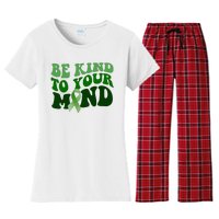 Be Kind To Your Mind Mental Health Awareness Ribbon Women's Flannel Pajama Set