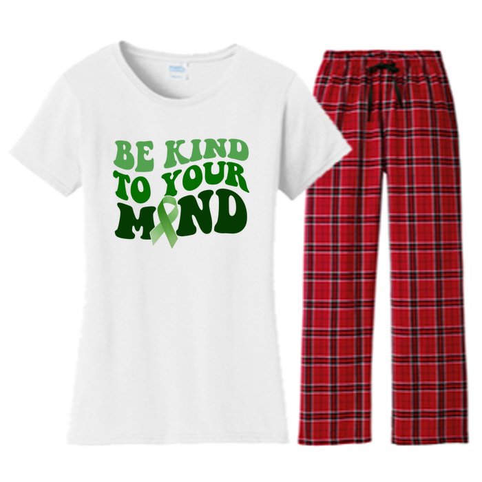 Be Kind To Your Mind Mental Health Awareness Ribbon Women's Flannel Pajama Set