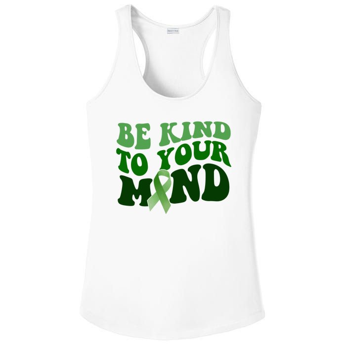 Be Kind To Your Mind Mental Health Awareness Ribbon Ladies PosiCharge Competitor Racerback Tank