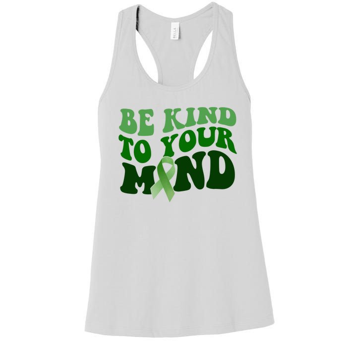 Be Kind To Your Mind Mental Health Awareness Ribbon Women's Racerback Tank