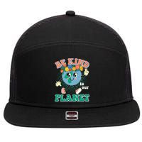 Be Kind To Our Planet Cute Retro Hippie Earth 7 Panel Mesh Trucker Snapback Hat