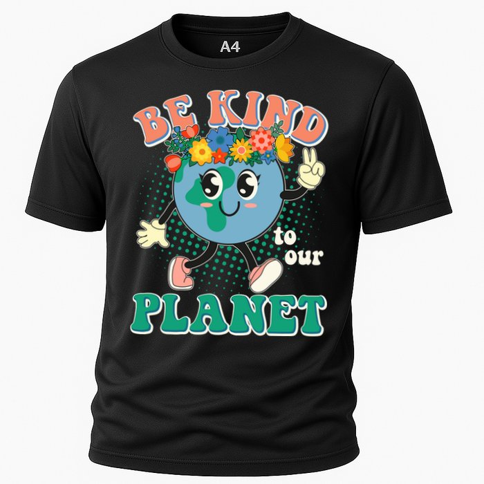 Be Kind To Our Planet Cute Retro Hippie Earth Cooling Performance Crew T-Shirt