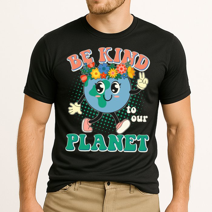 Be Kind To Our Planet Cute Retro Hippie Earth Cooling Performance Crew T-Shirt