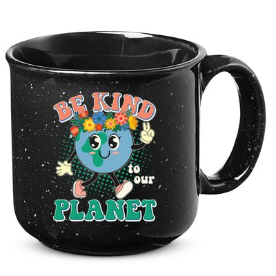 Be Kind To Our Planet Cute Retro Hippie Earth 15oz Campfire Ceramic Mug