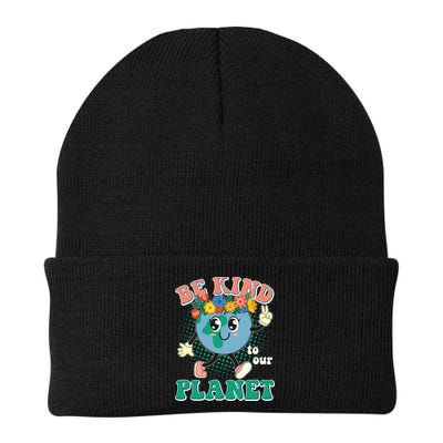 Be Kind To Our Planet Cute Retro Hippie Earth Beanie