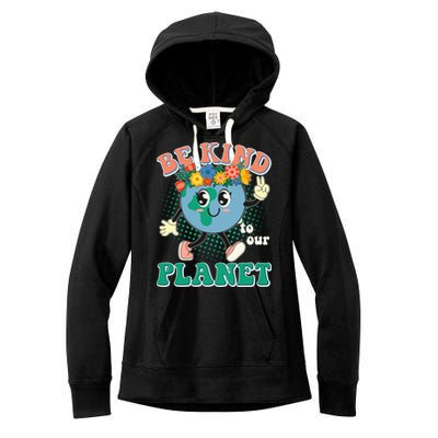 Be Kind To Our Planet Cute Retro Hippie Earth Women's Fleece Hoodie