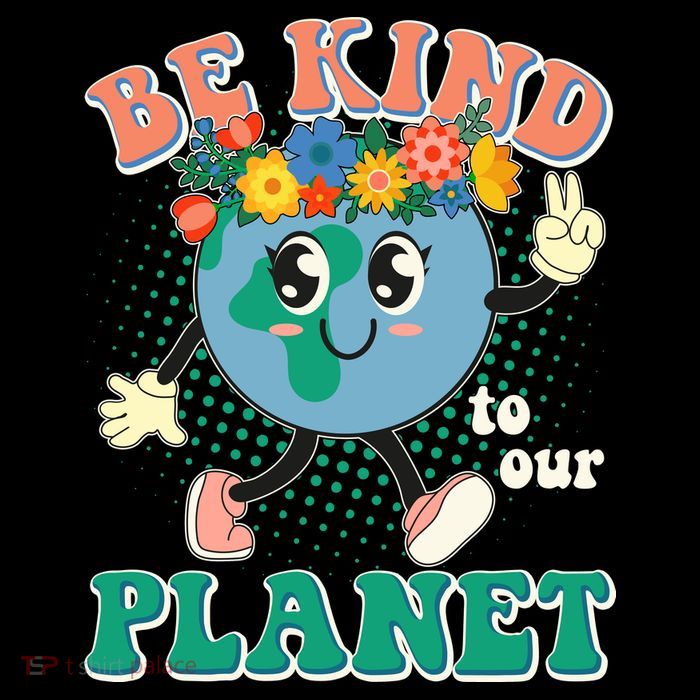 Be Kind To Our Planet Cute Retro Hippie Earth Flatbill Hat