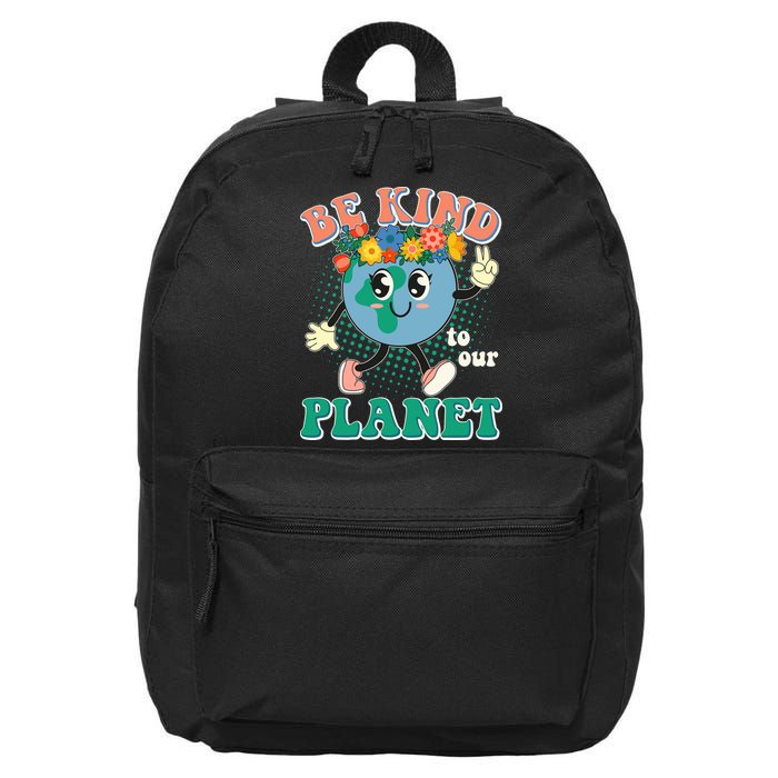 Be Kind To Our Planet Cute Retro Hippie Earth 16 in Basic Backpack