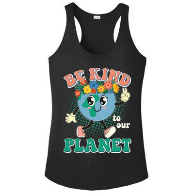 Be Kind To Our Planet Cute Retro Hippie Earth Ladies PosiCharge Competitor Racerback Tank
