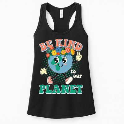 Be Kind To Our Planet Cute Retro Hippie Earth Womens Tank Top