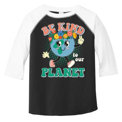 Be Kind To Our Planet Cute Retro Hippie Earth Toddler Fine Jersey T-Shirt