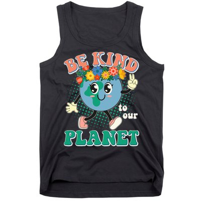 Be Kind To Our Planet Cute Retro Hippie Earth Tank Top