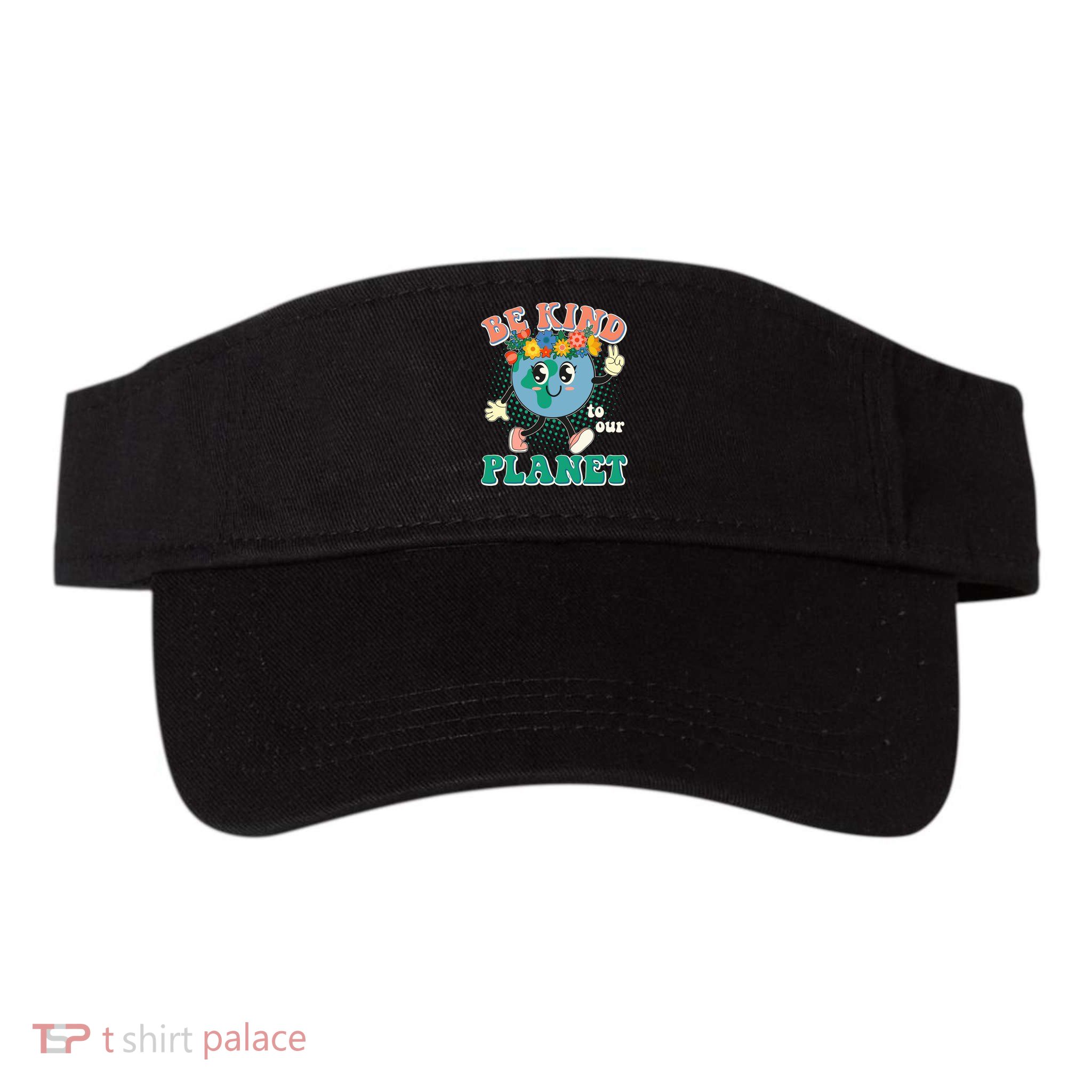 Be Kind To Our Planet Cute Retro Hippie Earth Visor