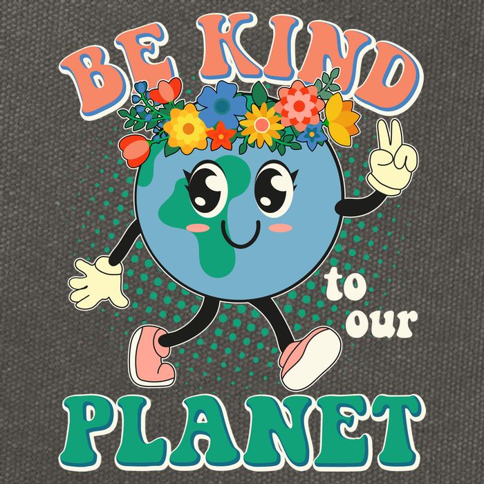 Be Kind To Our Planet Cute Retro Hippie Earth Cotton Canvas Backpack