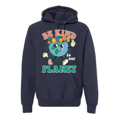 Be Kind To Our Planet Cute Retro Hippie Earth Premium Hoodie