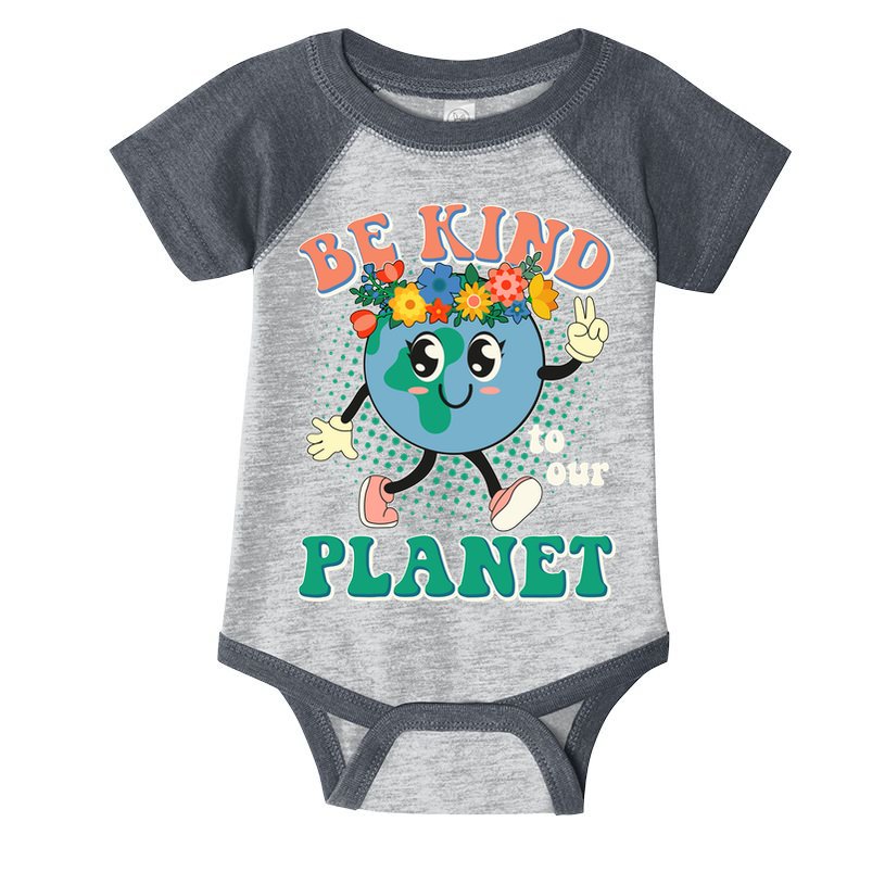 Be Kind To Our Planet Cute Retro Hippie Earth Infant Baby Jersey Bodysuit