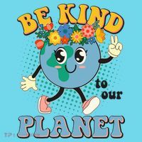 Be Kind To Our Planet Cute Retro Hippie Earth Poster
