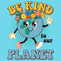 Be Kind To Our Planet Cute Retro Hippie Earth Kids T-Shirt