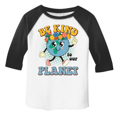 Be Kind To Our Planet Cute Retro Hippie Earth Toddler Fine Jersey T-Shirt