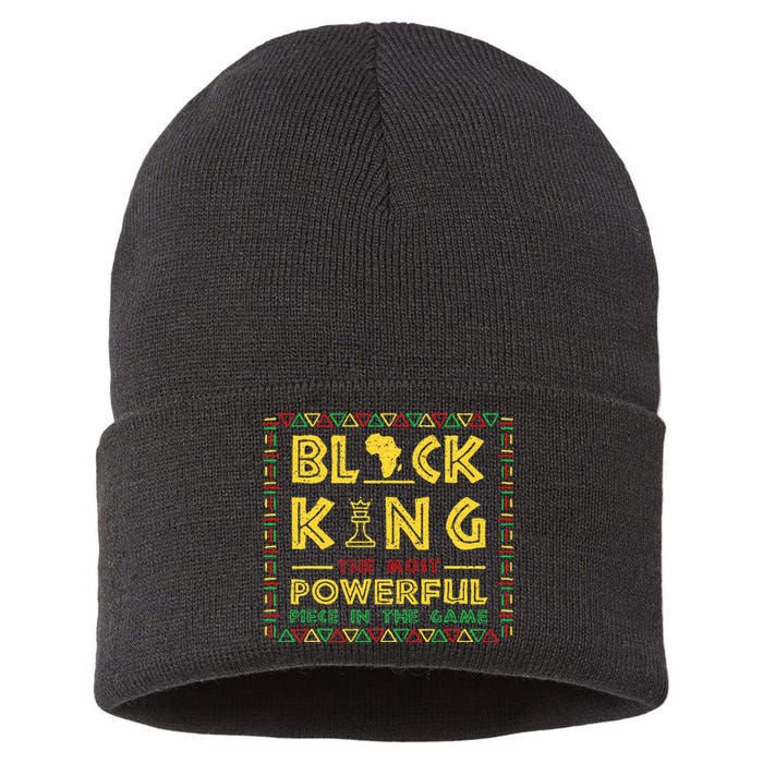 Black King The Most Powerful Piece In Game Black History Day Sustainable Knit Beanie