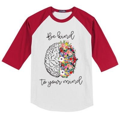 Be Kind To Your Mind Funny Women Mental Health Awareness Kids Colorblock Raglan Jersey