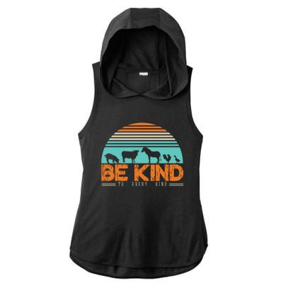 Be Kind To Every Kind Love Animals Eating Plants Gift Ladies PosiCharge Tri-Blend Wicking Draft Hoodie Tank