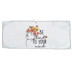 Be Kind To Your Mind Colorful Flower Mental Health  Large Microfiber Waffle Golf Towel