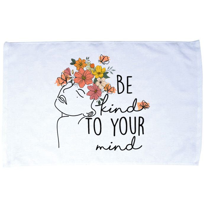 Be Kind To Your Mind Colorful Flower Mental Health  Microfiber Hand Towel