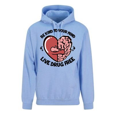 Be Kind To Your Mind Live Drug Free Unisex Surf Hoodie