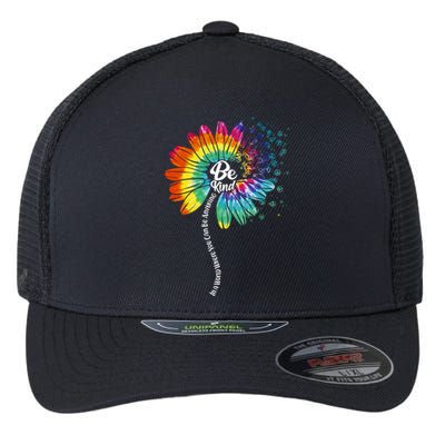 Be Kind Tie Dye Peace Flower Flexfit Unipanel Trucker Cap