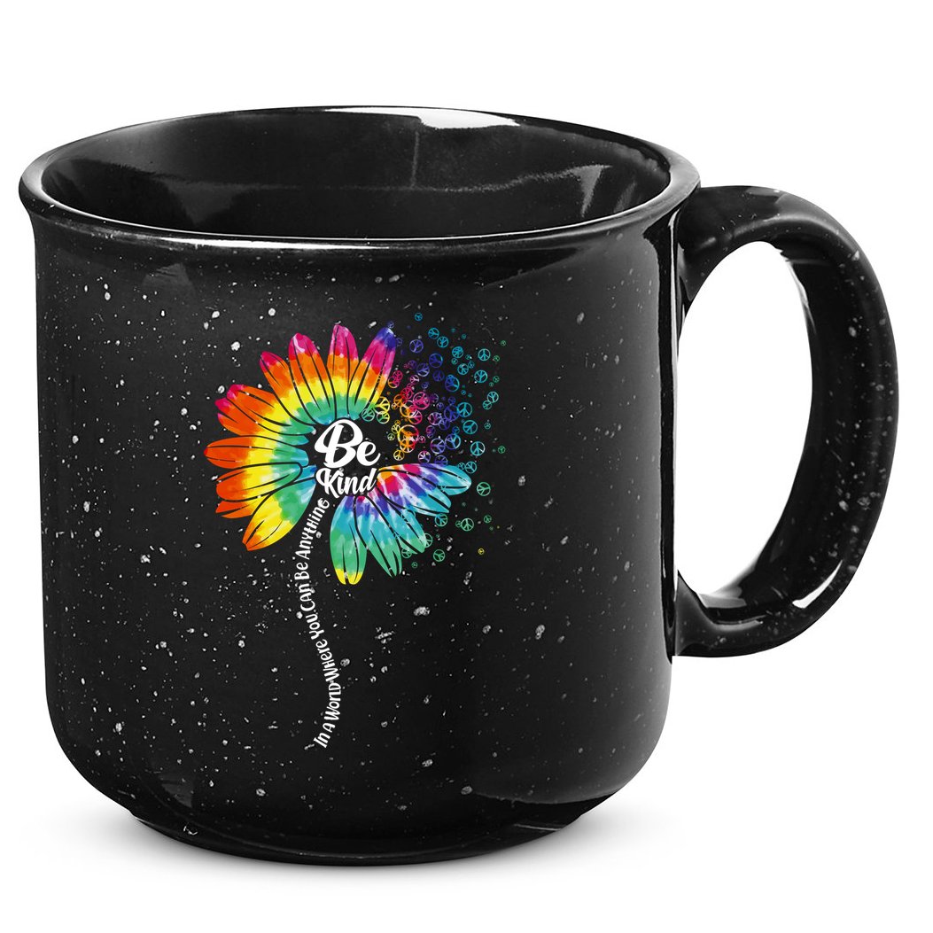 Be Kind Tie Dye Peace Flower 15oz Campfire Ceramic Mug