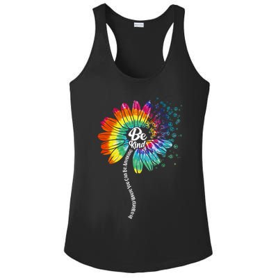 Be Kind Tie Dye Peace Flower Ladies PosiCharge Competitor Racerback Tank