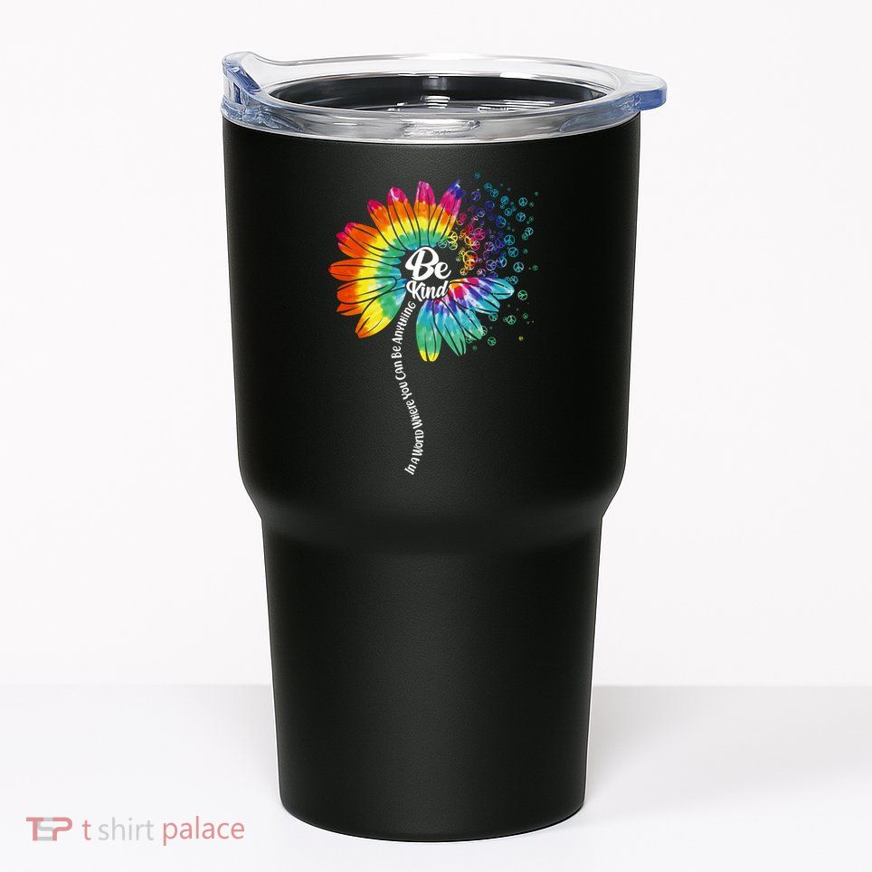 Be Kind Tie Dye Peace Flower Tumbler