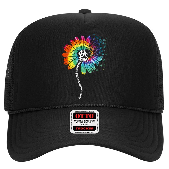 Be Kind Tie Dye Peace Flower Trucker Hat