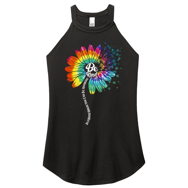 Be Kind Tie Dye Peace Flower Women's Perfect Tri Rocker Tank