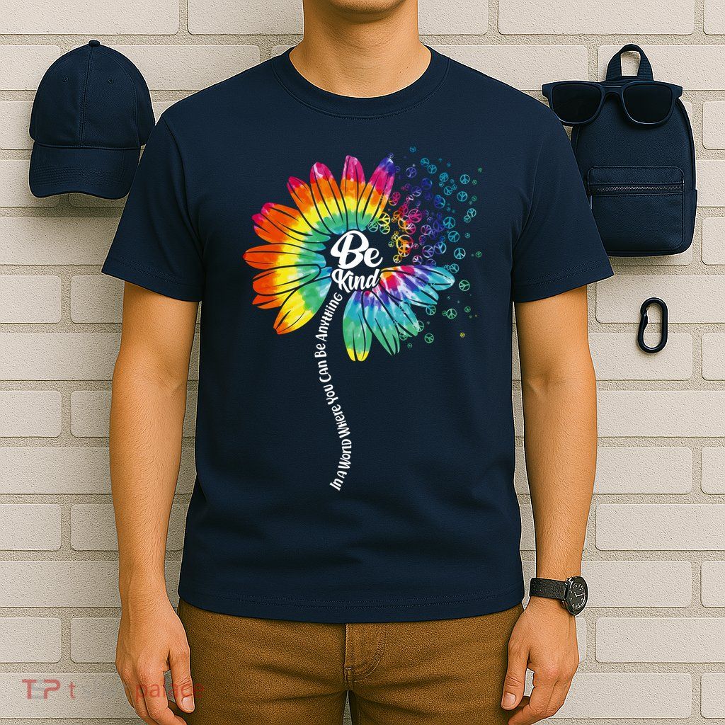 Be Kind Tie Dye Peace Flower T-Shirt