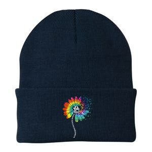 Be Kind Tie Dye Peace Flower Knit Cap Winter Beanie