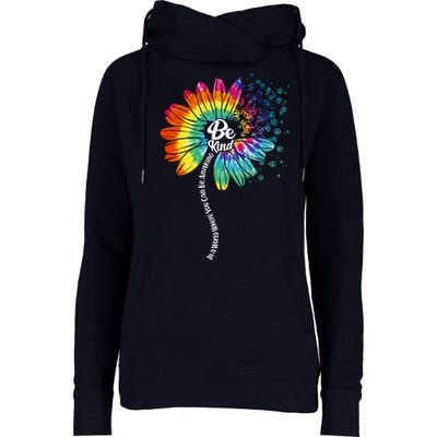 Be Kind Tie Dye Peace Flower Womens Funnel Neck Pullover Hood