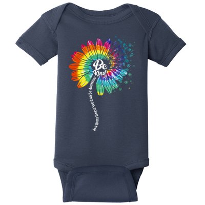 Be Kind Tie Dye Peace Flower Baby Bodysuit
