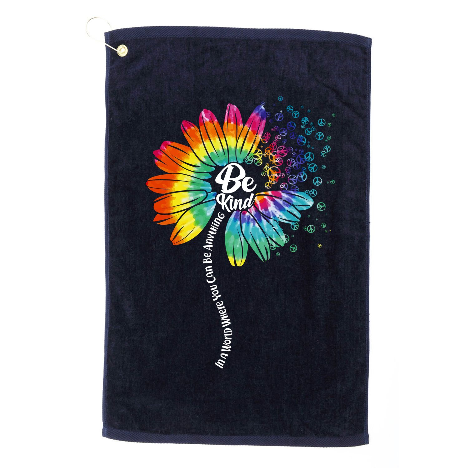 Be Kind Tie Dye Peace Flower Golf Towel
