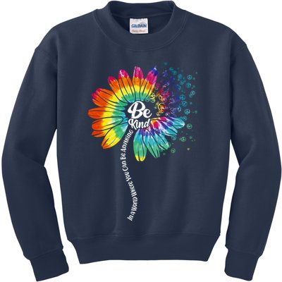 Be Kind Tie Dye Peace Flower Kids Sweatshirt