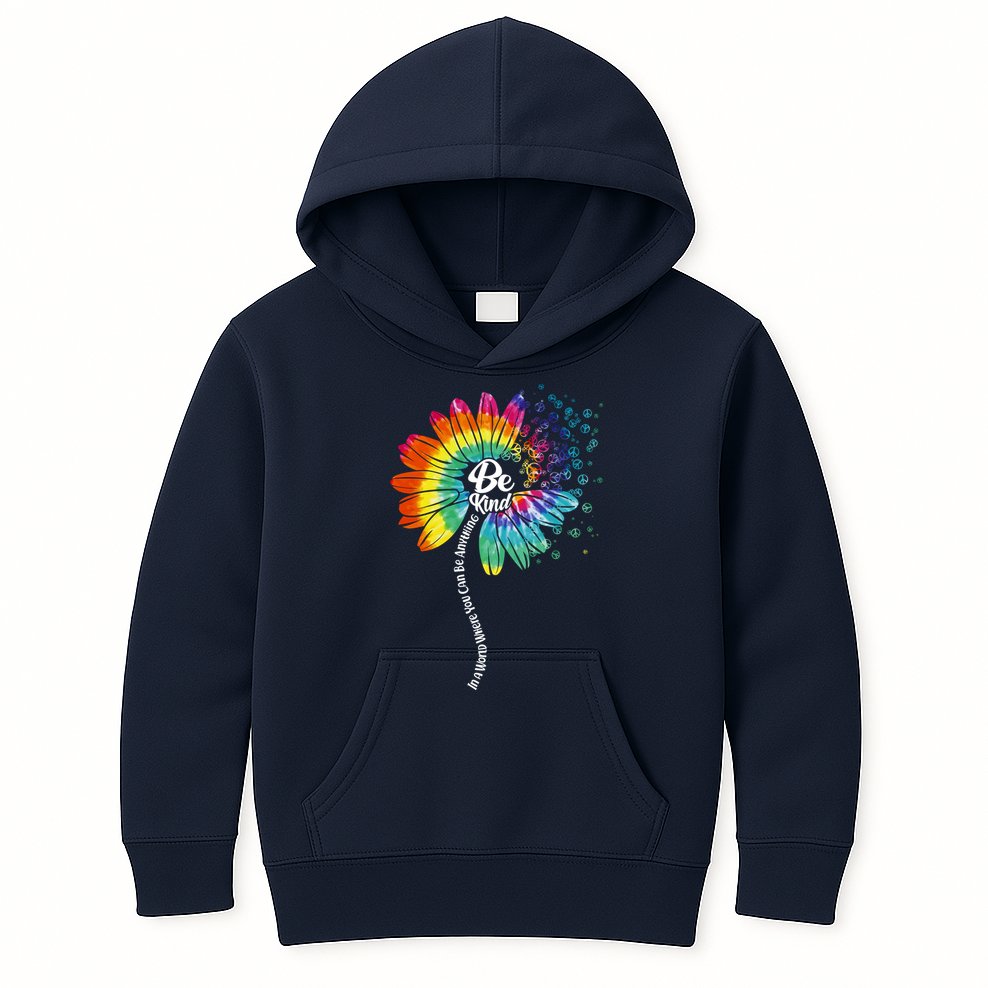 Be Kind Tie Dye Peace Flower Kids Hoodie