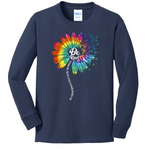 Be Kind Tie Dye Peace Flower Kids Long Sleeve Shirt