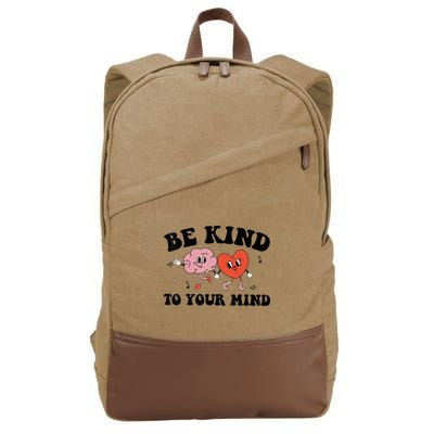 Be Kind To Your Mind Groovy Retro Mental Health Awareness Cotton Canvas Backpack