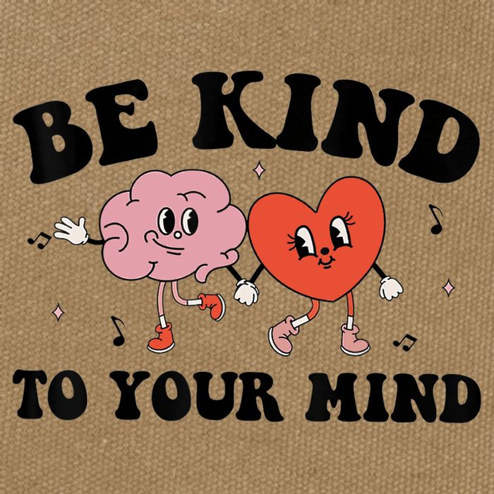 Be Kind To Your Mind Groovy Retro Mental Health Awareness Cotton Canvas Backpack