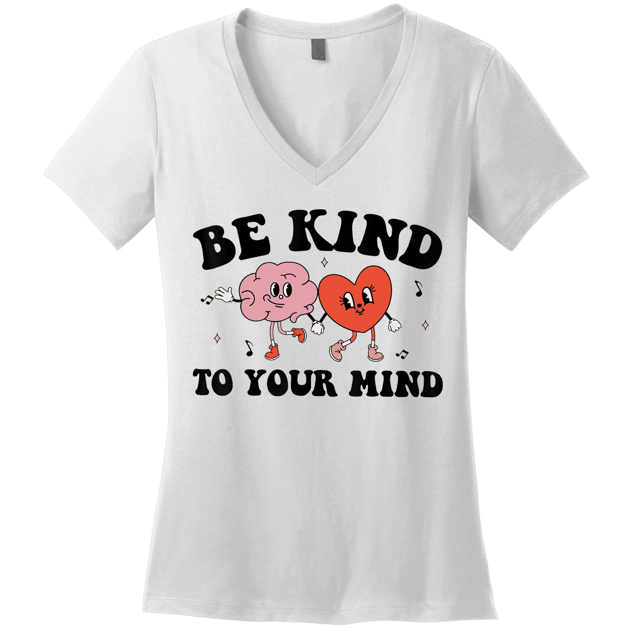 Be Kind To Your Mind Groovy Retro Mental Health Awareness Women's V-Neck T-Shirt