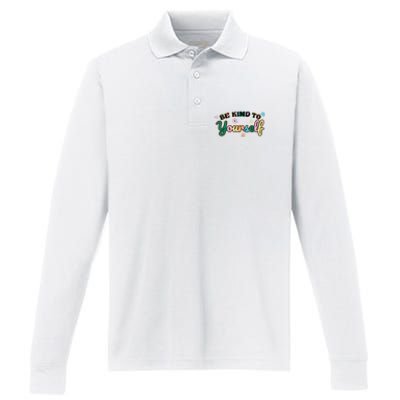 Be Kind To Yourself Colorful Self Love Performance Long Sleeve Polo