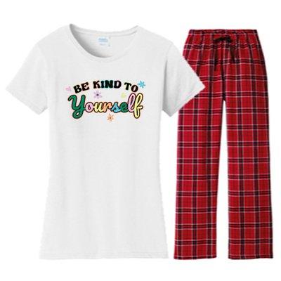 Be Kind To Yourself Colorful Self Love Women's Flannel Pajama Set