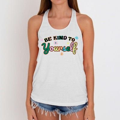 Be Kind To Yourself Colorful Self Love Women's Knotted Racerback Tank